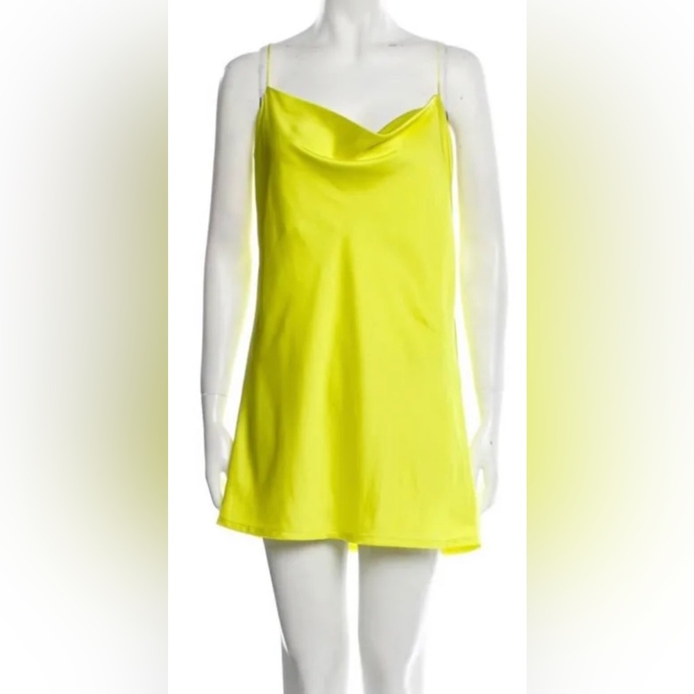 For love and lemons chartreuse slip dress
